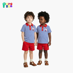 Conjunto de Ropa Infantil Puresun con Cuello <span class=keywords><strong>Polo</strong></span> Personalizado, Apliques, Dos Piezas, Ropa para Niños, Estampado, Manga Corta, Algodón, Conjuntos de Ropa para Niños - Product Image 3