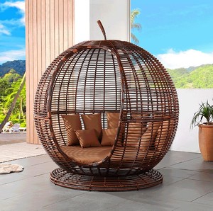 Lits de repos cadre <span class=keywords><strong>en</strong></span> métal pleine grandeur rotin gigogne jardin auvent extérieur chaises longues meubles de repos extérieurs lits de repos - Product Image 1