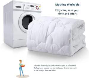 Atacado 100% Algodão Colchão Topper Quilted Poliéster Bed Protector para Hotel & Home Use White Plain Style - Product Image 6