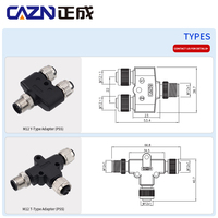 Adaptateur en Y M12 1 mâle vers 2 femelles, connecteur de type T, connecteur de type A, connecteur de type PSS, adaptateur de capteur
