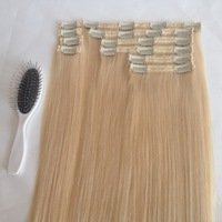 Vente en gros 18 pouces 120g Extensions de cheveux humains à clipser blond platine