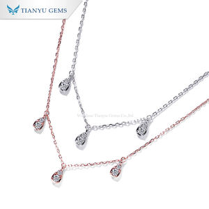 Collar con colgante de moissanita Tianyu en forma de lágrima y pera, un diseño único y exquisito, perfecto para chicas. - Product Image 1