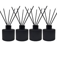 Bouteille diffuseur à roseaux en verre noir mat de 100 ml, vide, avec bâtonnets noirs, pour parfum, aromathérapie, décoration d'intérieur, pot d'emballage
