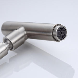304 Stainless Steel Single-hole Cold and Hot <b>Brushed</b> Nickel-colored Kitchen Sink All-purpose Head 360-degree Rotating Faucet - Product Image 4