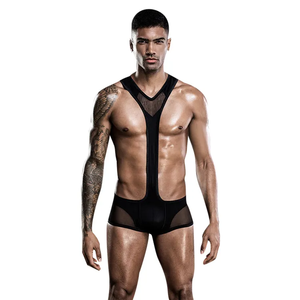 Lencería sexy masculina de malla transpirable, tanga clásica con tirantes, ropa interior tipo body, tanga de secado rápido - Product Image 1