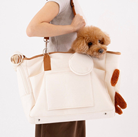Sac de transport personnalisé pour animaux de compagnie, mignon, respirant, en polyester doux, pour petits chiens et chats, avec fermeture éclair, sac à bandoulière de voyage avec poches
