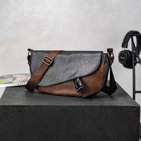 Sac à bandoulière en cuir PU patchwork bicolore tendance pour homme, style streetwear, avec boucle à dégagement rapide, sac messager