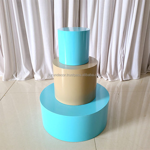 Furun vente chaude métal cylindrique Dessert support trois pièces gâteau support adapté à la fête événement mariage décoration - Product Image 3