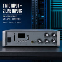 Amplificateur audio compact 1 micro 2 entrées ligne radio carte SD USB contrôle des basses et des aigus protection contre les courts-circuits et les surcharges