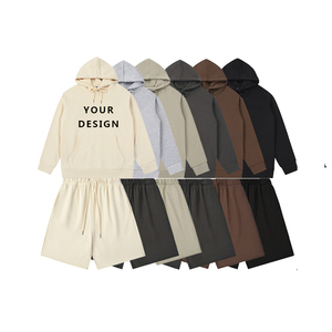 Tissu en polaire tricoté uni personnalisé pour l'hiver avec impression numérique pour sweat-shirt à capuche et ensemble short assorti pour homme - Product Image 5