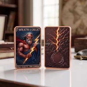 Barra de Cobre Puro .999 de 5 oz con Diseño de <span class=keywords><strong>Zeus</strong></span>, Dios del Trueno y Rayo, Impresión UV, Recuerdo Conmemorativo de la Mitología <span class=keywords><strong>Griega</strong></span> - Product Image 5