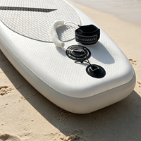 Laisse de cheville enroulée de 10 pieds pour paddleboard, blanche, en TPU de 7 mm, avec coussinet de confort, vente en gros, usine OEM, CE BSCI