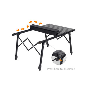 Table de pique-nique d'extérieur imperméable, robuste, réglable, en aluminium, pliable, pour camping, jardin, barbecue, chaise de camping - Product Image 4
