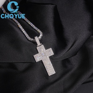 Iced Out Buagette Moissanite <b>Pendant</b> <b>Solid</b> 925 Sterling Silver <b>Gold</b> Plated VVS Moissanite Charms Hip Hop Jewelry - Product Image 1