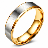 18K Vergoldeter Edelstahlring Matt Zweifarbig Anpassbare Innengravur Hypoallergener Schmuck Großhandel