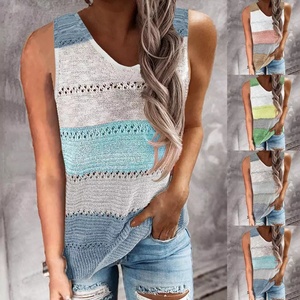 Autumn Women Patchwork Hooded Sweater Long Sleeve V-neck Knitted Sweater Casual <strong>Striped</strong> Pullover <strong>Jumpers</strong> New Female Hoodies - Product Image 3