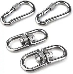 China Supplier Rigging Hardware nickel plated stainless steel double ended eye rotating carabiner hook ceiling hooks