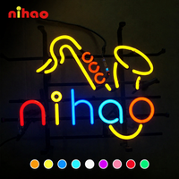 NIHAO Enseigne néon en verre traditionnel RVB à couleur personnalisable pour café, salon de coiffure, salle de sport, chambre à coucher, mur