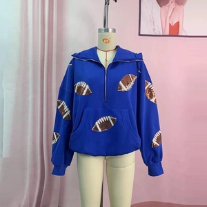Felpe Casual da <span class=keywords><strong>donna</strong></span> <span class=keywords><strong>con</strong></span> <span class=keywords><strong>cerniera</strong></span> a maniche lunghe toppe da Rugby <span class=keywords><strong>con</strong></span> paillettes da calcio a 7 colori <span class=keywords><strong>con</strong></span> tasca Pullover invernale <span class=keywords><strong>con</strong></span> cappuccio - Product Image 6