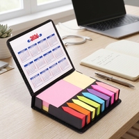 Bloc-notes adhésif PU multicolore, bloc-notes de bureau auto-adhésif, calendrier, étui à rabat, papeterie de bureau