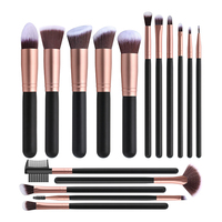 Vente flash : 16 pinceaux de maquillage rose gold avec logo, multifonctions, luxe, noirs, avec étui