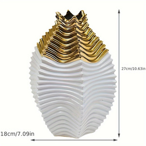 Jarrón Blanco y Dorado Exquisito Tipo Jengibre para Decoración del Hogar, Diseño de Jarra Único y Elegante - Product Image 6
