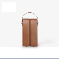Boîte à vin élégante en cuir de luxe avec fermeture à bouton, étui de voyage protecteur, taille personnalisable - Marron/Noir, emballage cadeau