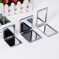 Usine personnalisé blanc en cuir PU miroir de poche rond/Rectangle/carré/formes de coeur miroir de maquillage pliant
