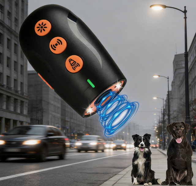 Ultrasonic Repeller Handheld Anti-Barking Rechargeable Dog Trainer Safe for Dog Human Strong Light Dog Bark Deterrent