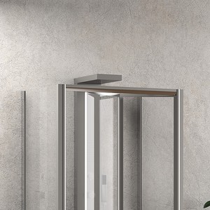 Kamalu KM4000S box doccia a 3 lati in stile libro 80x95x80 telaio spazzolato con apertura in vetro trasparente - Product Image 3