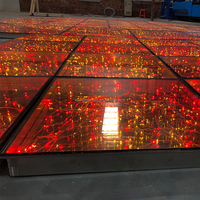 Plancher de danse en verre trempé à motifs étoilés personnalisé 2027, éclairage LED 60x60cm, décoration de mariage en plein air
