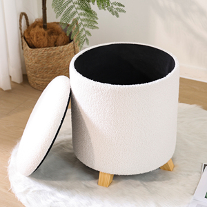 2025 repose-pieds en polaire Teddy de luxe petit <span class=keywords><strong>tabouret</strong></span> pouf avec rangement pour salon - Product Image 6