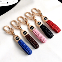 Porte-clés et anneau de clés en cuir tressé, simple et pliable, avec anneau en D, remplacement pour voiture et moto