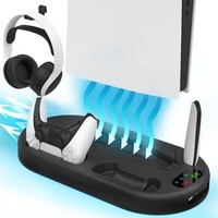 Station de charge multifonctionnelle pour jeux avec ventilateur de refroidissement et double chargeur de manettes pour console