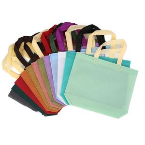 Bolsa de tela no tejida en stock con asa superior biselada para ropa, publicidad, regalos y compras, con logo impreso - Product Image 2