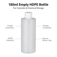 Bouteille en plastique HDPE vide de 180 ml pour le stockage de lotion cosmétique et de réactifs chimiques