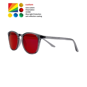 Gafas de Sol Vintage Personalizadas con <span class=keywords><strong>Lentes</strong></span> Rojas Anti Luz Azul, Eliminan la Fatiga Ocular, para Uso Nocturno, Hechas a Mano - Product Image 1