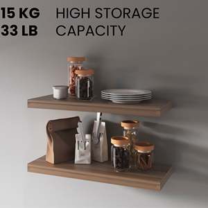 Natural <b>Walnut</b> Floating <b>Shelf</b> Wall Mount Wood Display Rack For Living Room Home Decor - Product Image 4