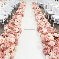 Glamoureuze Stofrose Kunstmatige Rozen Orchidee 200x40cm Tafel Altaar Decoratie Bruiloft Decoratie Benodigdheden Kunstbloemen Rij