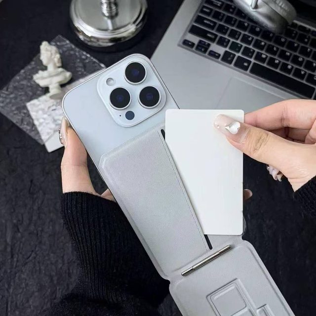 Magnetic Inbuilt Phones PU Leather Card Stand, Anti-fingerprint Matte Surface Bracket