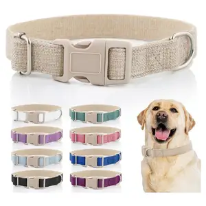 Custom Duurzame Natuurlijke Stof Eco-Vriendelijke Pet Kraag Heavy Duty Hennep Hond Halsband Voor Kleine Honden Medium En Groot
