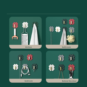 Bonne qualité multifonctionnel adhésif tenture murale Simple crochet en plastique poinçon gratuit fort et sans trace crochet de trèfle à quatre feuilles - Product Image 5