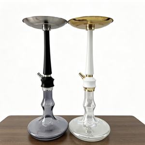Cachimba Moderna de Vidrio con Mango con Aspecto de Mármol, Punta Metálica, Base Transparente, Pipa de Agua Portátil para Lounge Bar - Product Image 4