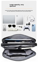 Sac d'affaires pour homme en PU imperméable avec fermeture éclair, grande capacité, multifonctionnel, sac pour ordinateur portable, sac de transport