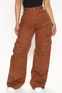 Джинсы женские Мешковатые с широкими штанинами, джинсы-карго с завышенной талией, на молнии, с 6 карманами, винтажные старые джинсы