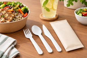 Ensemble de couverts en papier à base de fibres végétales compostables pour la restauration, la vaisselle de mariage, les hôtels, l'hôtellerie, les buffets - Product Image 6