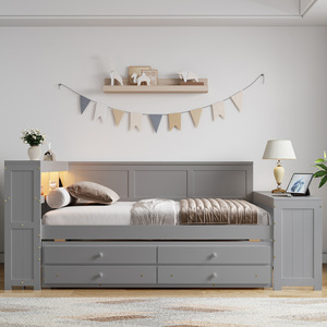 <b>Grey</b> Storage Bed With Drawers And Side <b>Cabinet</b> For Children Adults Elderly Bedroom Furniture - Product Image 2
