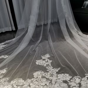 Voiles de mariée longs en dentelle florale élégants et luxueux de haute qualité LUOXIN pour femmes - Product Image 4