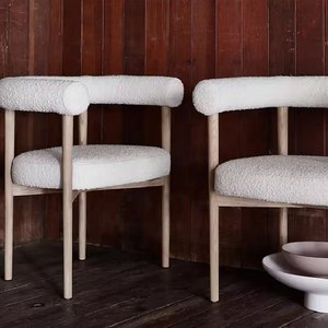 Ghế ăn phòng ăn phong cách mới bằng nhung Sherpa, nội thất hiện đại sang trọng màu trắng phong cách Bắc Âu, khung gỗ beech chắc chắn - Product Image 5