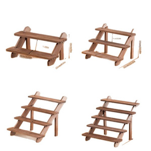 Étagère à plusieurs niveaux en bois, 40x32x18cm, support de rangement polyvalent pour bijoux, organisateur de bureau pour plantes, en bois massif - Product Image 3
